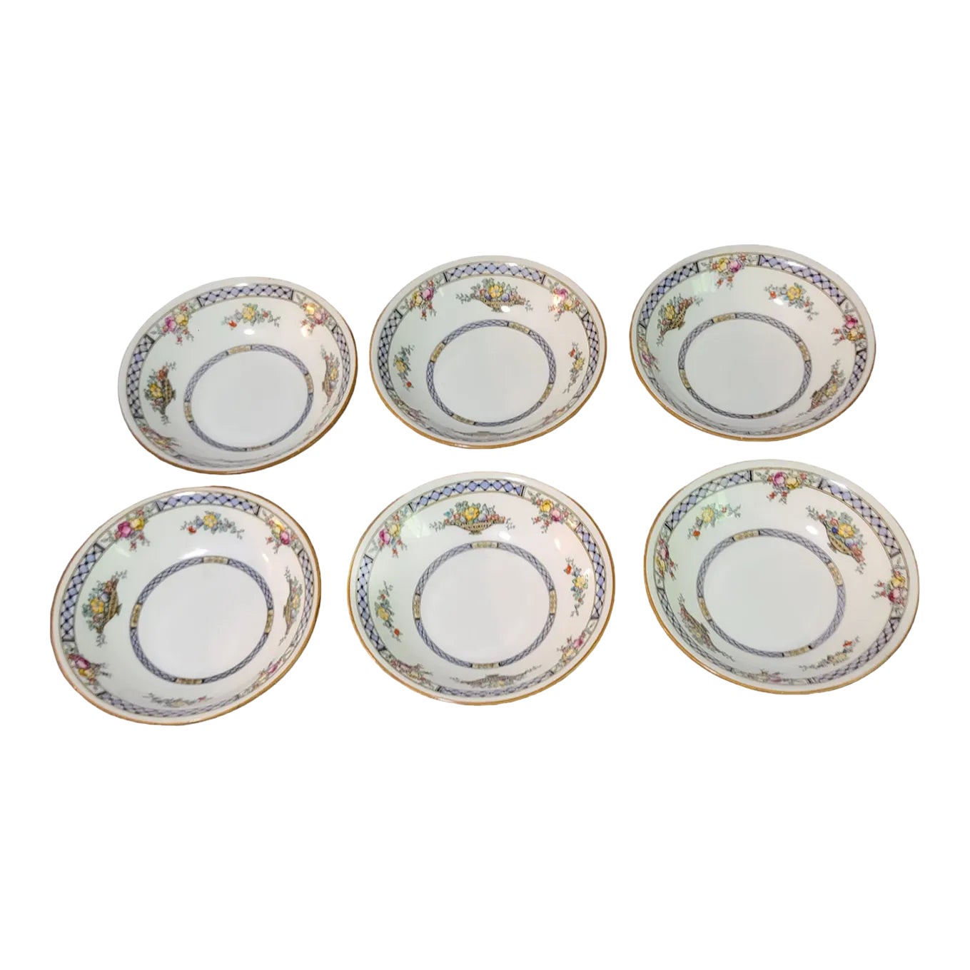 Set of 6 Vintage Royal Doulton Floral Hand Painted Enamel & Transfer ...