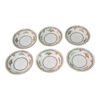 Set of 6 Vintage Royal Doulton Floral Hand Painted Enamel & Transfer Print Dessert Berry Bowls "Strathmore" Pattern For Sale