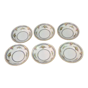 Set of 6 Vintage Royal Doulton Floral Hand Painted Enamel & Transfer Print Dessert Berry Bowls "Strathmore" Pattern