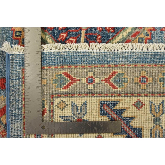 Kazak Rug 8’4” X 11’8” Blue Wool Tribal Hand-Knotted Oriental Carpet For Sale - Image 14 of 14