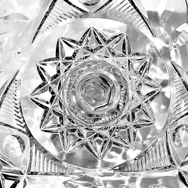 Transparent Brilliant Cut Lead Crystal Compote Centerpiece - Late 20th Century For Sale - Image 8 of 10