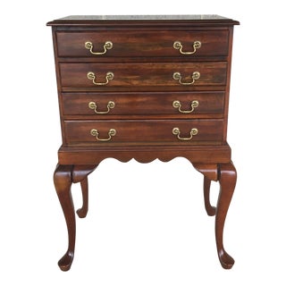 Cresent Furniture Solid Cherry Chippendale Style 4 Drawer Silver Chest For Sale