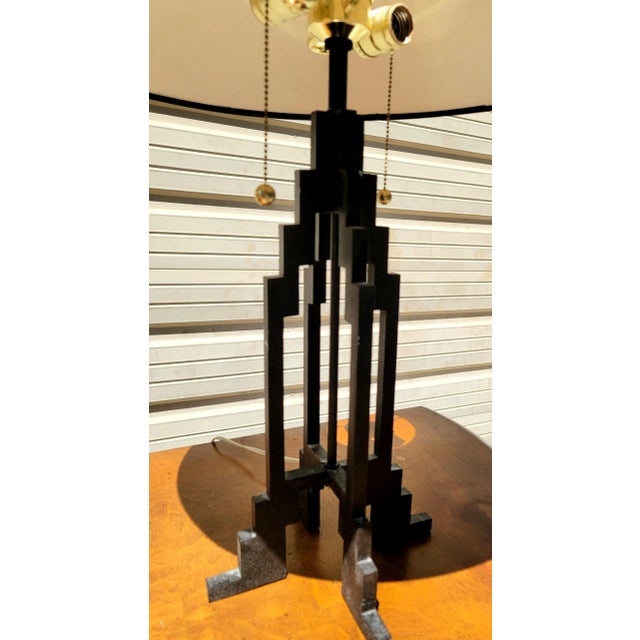 Metal Mid 20th Century Stiffel Iron Skyscraper Table Lamps - a Pair For Sale - Image 7 of 9