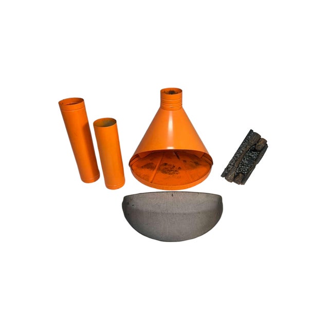Orange "Malm" Style Iconic Vintage C.1970's Orange Freestanding Fireplace Indoor/Outdoor For Sale - Image 8 of 9