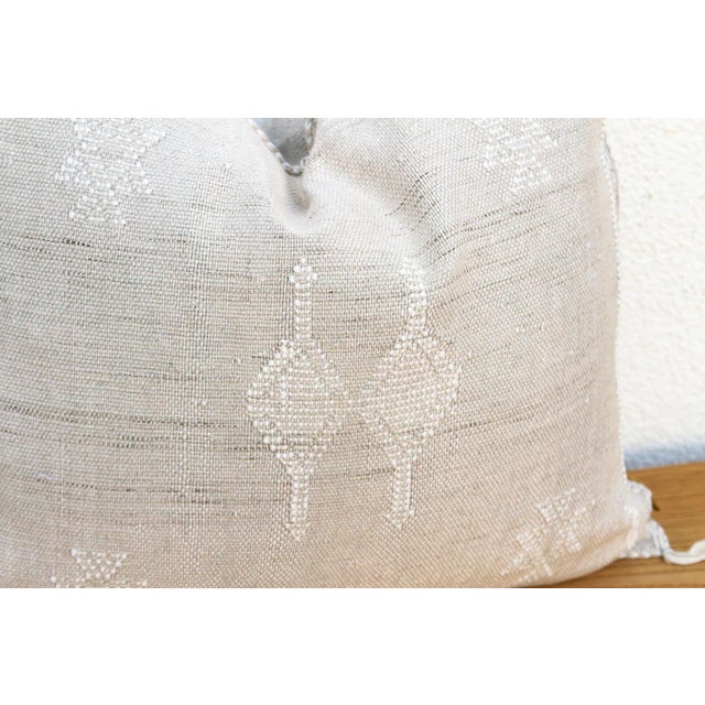 1990s Linen Chevron Cactus Silk Moroccan Pillow For Sale - Image 5 of 8
