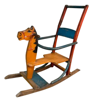 Decorative Japanese Wooden Rocking Horse, 1940
