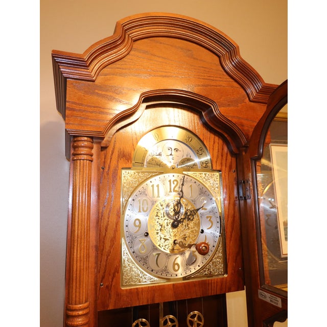Brown Ridgeway Model 266 Vintage Grandfather Clock in Cherry With Moon Dial, Triple Chime For Sale - Image 8 of 15