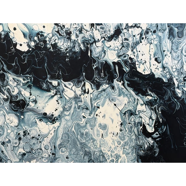 Wood Fluid Acrylic Art on Stretched Canvas on a Wood Frame 49" by 37" For Sale - Image 7 of 9