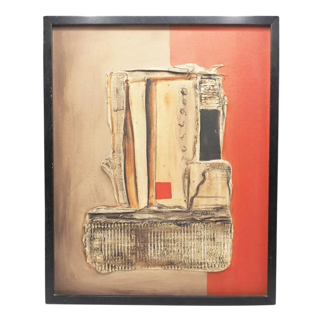 Mid 20th Century Original Acrylic Painting Abstract Signed Framed Jean Fletcher For Sale