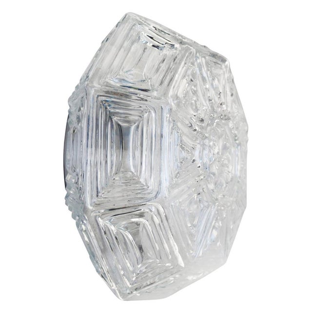 Mid-Century Octogon Clear Glass Sconces For Sale - Image 8 of 8