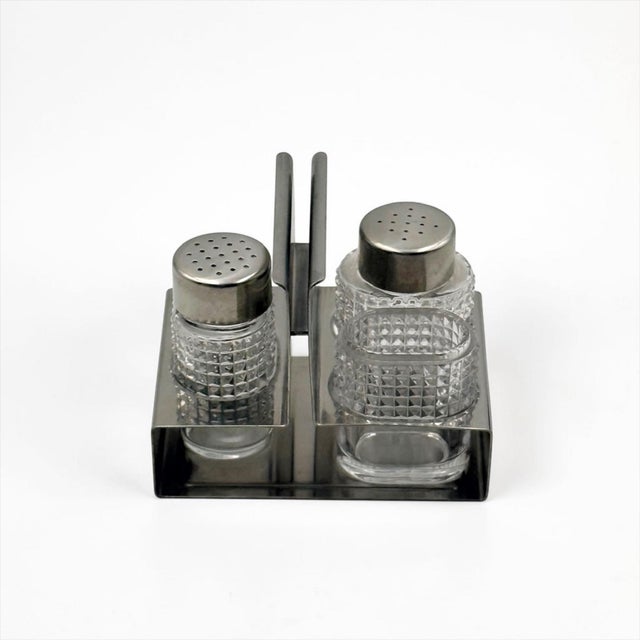 Pitagora Crystal Cruet Set by Carlo Mazzeri for Alfra Alessi, Italy, 1960s, Set of 4 For Sale - Image 10 of 12