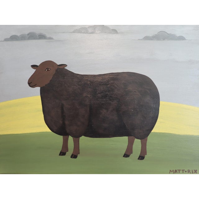 Charcoal Contemporary 'Norma' Original Naive Style Animal Oil Painting by British Artist Matt Rix, Framed For Sale - Image 8 of 8