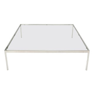 Mid Century Modern Large Oversize Square Chrome Stainless Steel Coffee Table For Sale