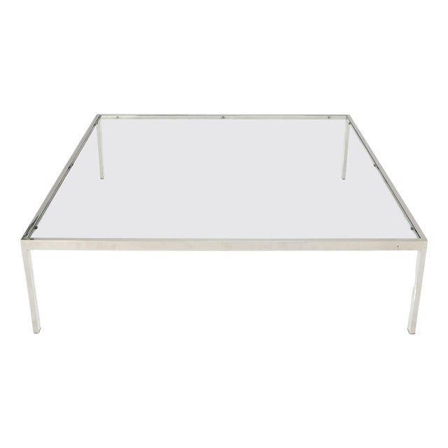 Mid Century Modern Large Oversize Square Chrome Stainless Steel Coffee Table For Sale