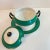 1990s Vintage 1990s Green & White Gilded Lidded Sauce Boat With Underplate For Sale - Image 5 of 6