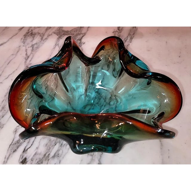 Glass Mid Century Murano Art Glass Shell Bowl For Sale - Image 7 of 13