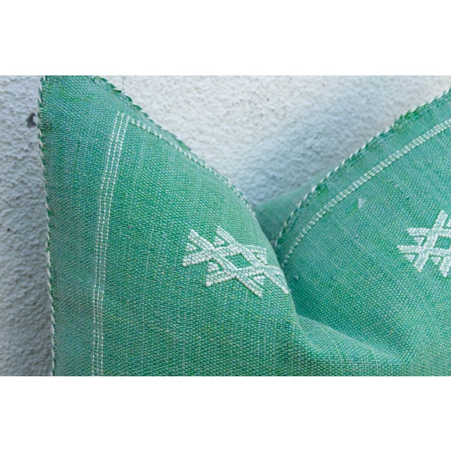 1990s Aqua Trail Cactus Silk Moroccan Pillow For Sale - Image 5 of 7
