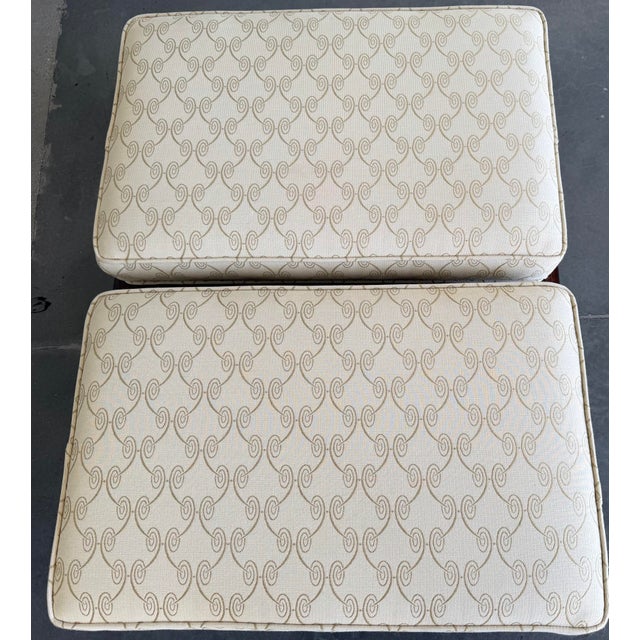 Vintage X-Form Upholstered Ottomans With Nailhead Trim, Pair For Sale - Image 9 of 14