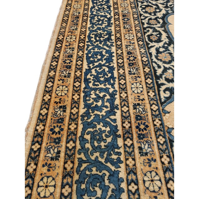 Late 19th Century Antique Tabriz Carpet, Hadji Jalili Persian Rug, Earth Tones, Ivory and Blue For Sale - Image 5 of 12