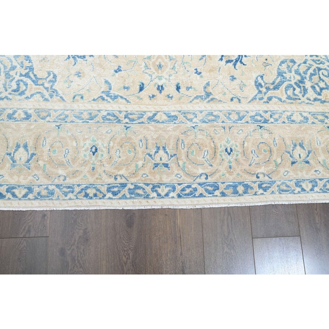 1970s Vintage Persian Handmade Wool Cotton Beige Area Rug For Sale - Image 9 of 11