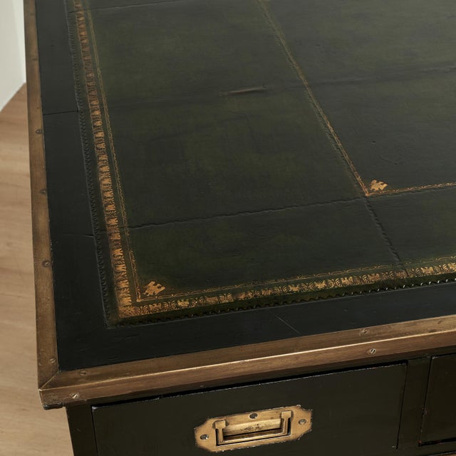 Antique English Leather Top Campaign Desk For Sale - Image 11 of 17