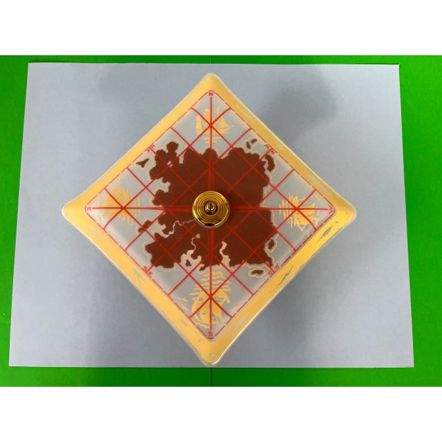 Brown Nautical Map Ceiling Light by Moe, C1950 For Sale - Image 8 of 12