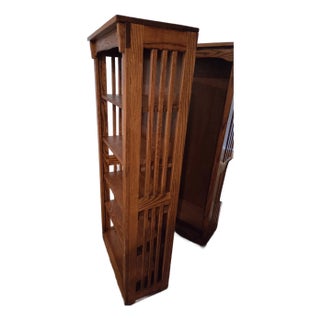 24"w X 60"h 12"d Solid Oak Mission Spindle Bookcase For Sale