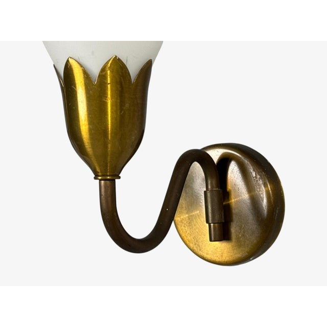 Fog & Mørup, Eight Wall Lights, Brass, Glass, Denmark, 1950s For Sale - Image 11 of 15