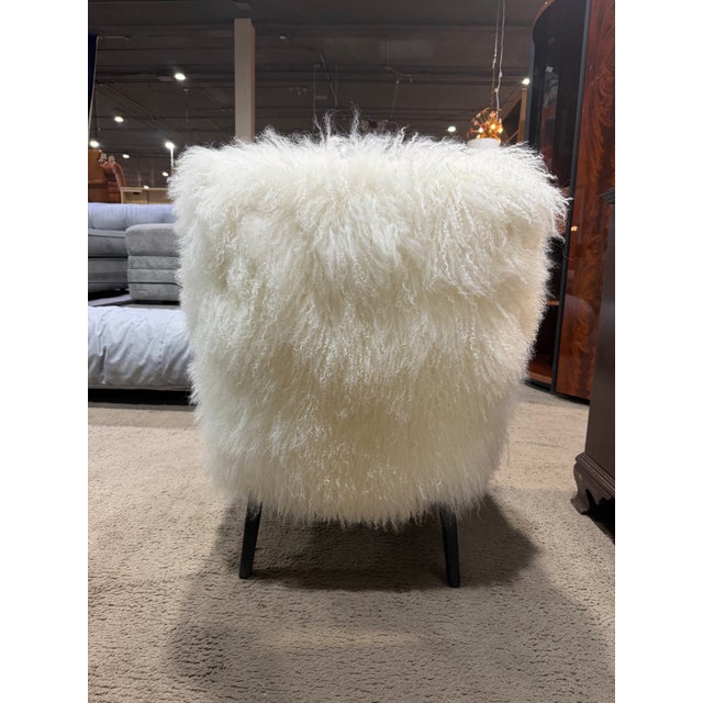 2010s Four Hands Mongolian Sheepskin Accent Chair With Lumbar Pillow For Sale - Image 5 of 6