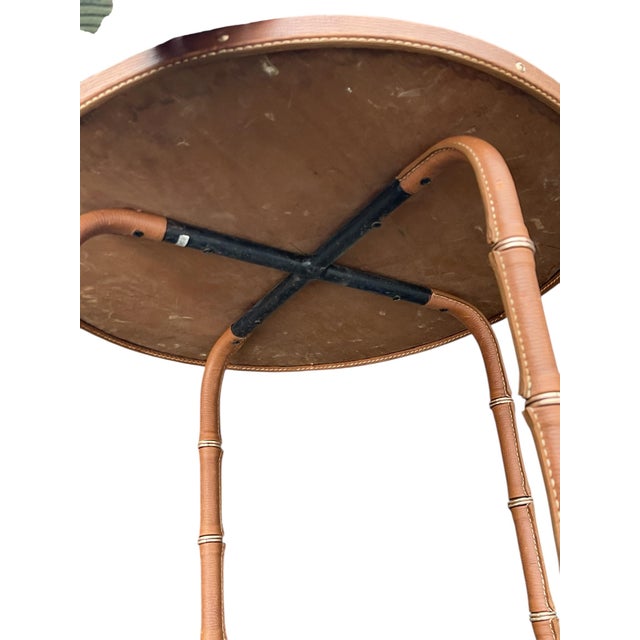 Black Stitched Leather Side Table by Jacques Adnet, 1950s For Sale - Image 8 of 11