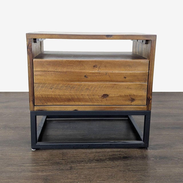 Made of solid wood, with re-sawing and rough-hewing. The nightstand is constructed of solid acacia wood in a natural...