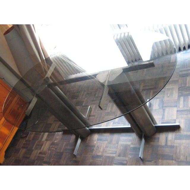 Vintage Oval St Gobain Glass Dining Table For Sale - Image 6 of 8