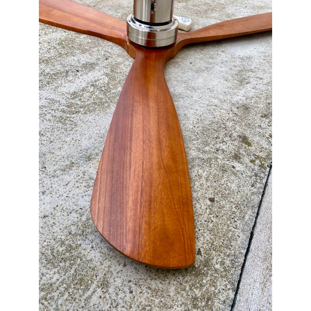 Faro Lantau Brown/Chrome Ceiling Fan with Remote Control, Propeller/Airplane Blade Style, 1980s For Sale - Image 11 of 13