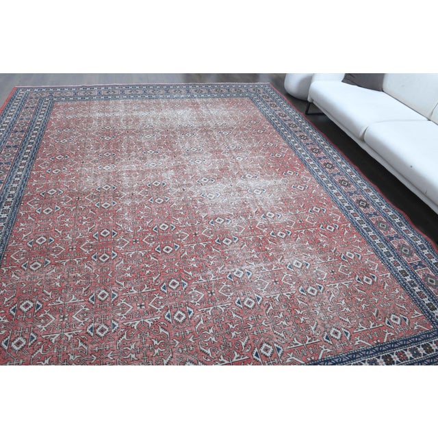 1970s Vintage Persian Handmade Wool Cotton Light Red Area Rug For Sale - Image 10 of 11