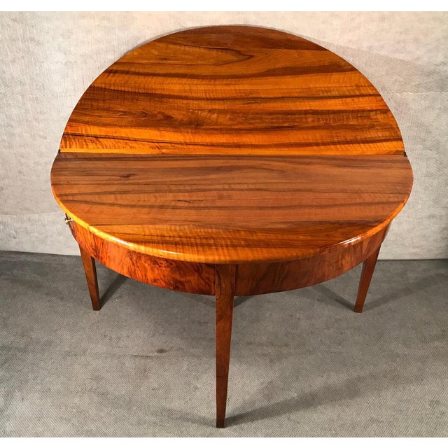 Biedermeier Demi-Lune Table in Walnut, 1820s For Sale - Image 3 of 7