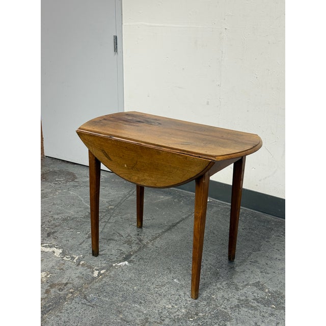 Early 20th Century Antique French Drop Leaf Round Farm Table For Sale - Image 5 of 12