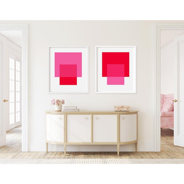 "The Interaction of Bright Pink and Red" by Liz Roache (Pink and Red) This Modern, Mid Century, Contemporary Fine Art...