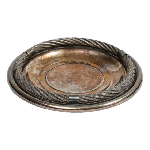 Vintage Christofle Silver Plated Dish With Rope Border For Sale