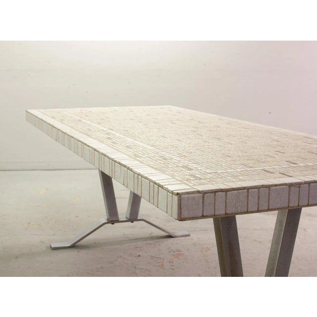 Ceramic Large Mid-Century White Ceramic and Chrome Coffee Table, 1960s For Sale - Image 7 of 10