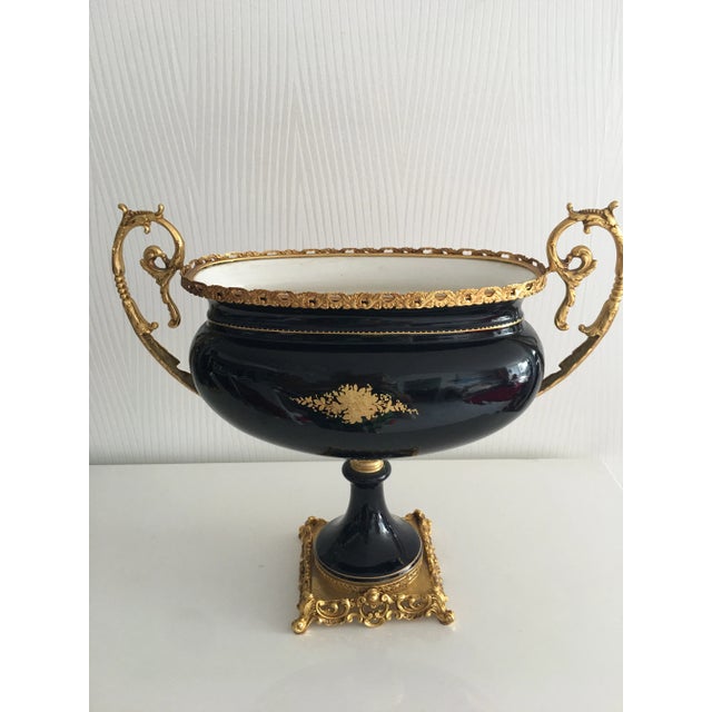 Blue Late 19th Century Acf Victorian Romantic French Porcelain Gilt Vase For Sale - Image 8 of 13