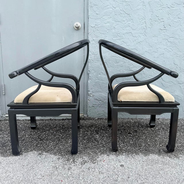 Chinoiserie Jame Mont Style Horseshoe Chairs - A Pair For Sale - Image 3 of 10