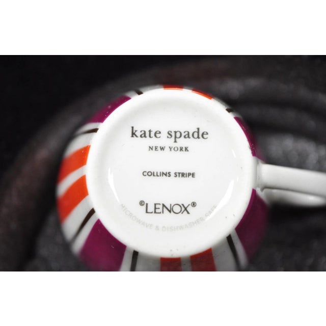 Ceramic Late 20th Century Kate Spade Lenox Collins Stripe Demitasse Espresso Cup & Saucer Nib - Set of 4 For Sale - Image 7 of 18