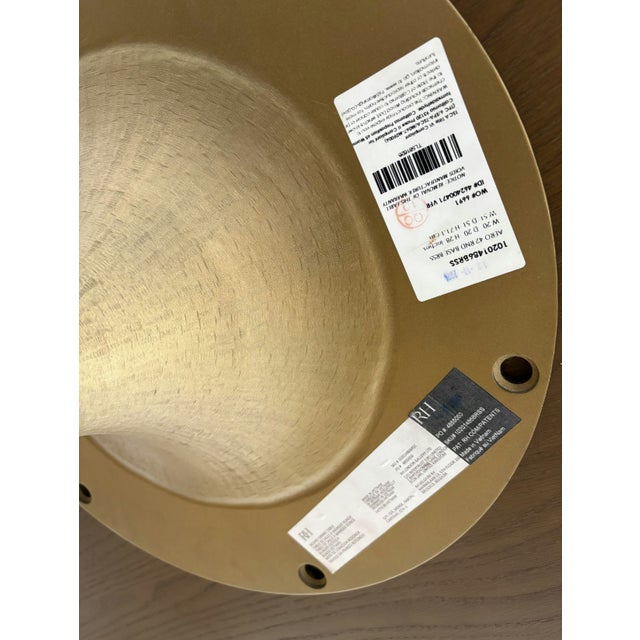 Rh Aero Bistro Table — 42" Round Brown Oak Top | Antiqued Brass Pedestal Base For Sale - Image 12 of 18