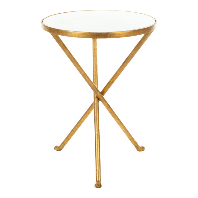 Contemporary Round Tripod Accent Table in White & Gold Chairish