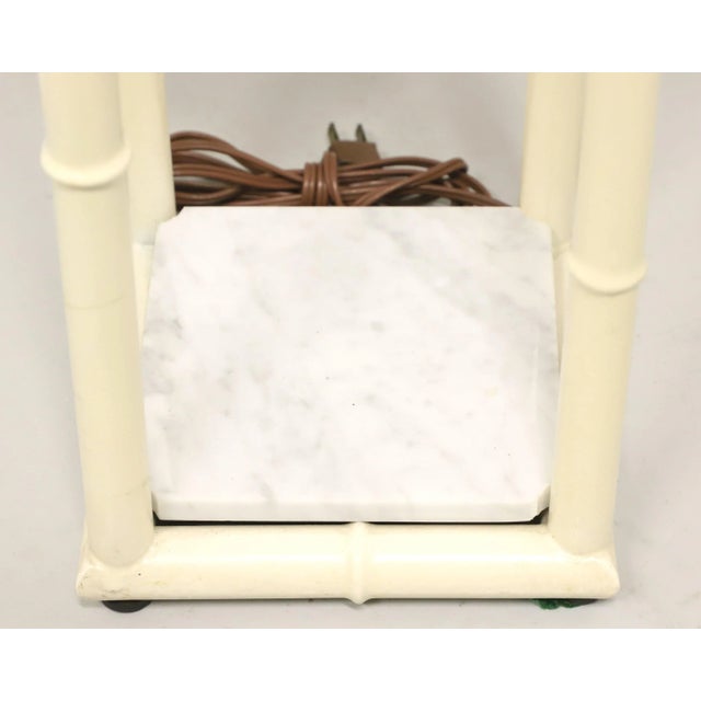 Mid 20th Century White Painted Metal Faux Bamboo Floor Lamp W/ Shade For Sale - Image 9 of 11