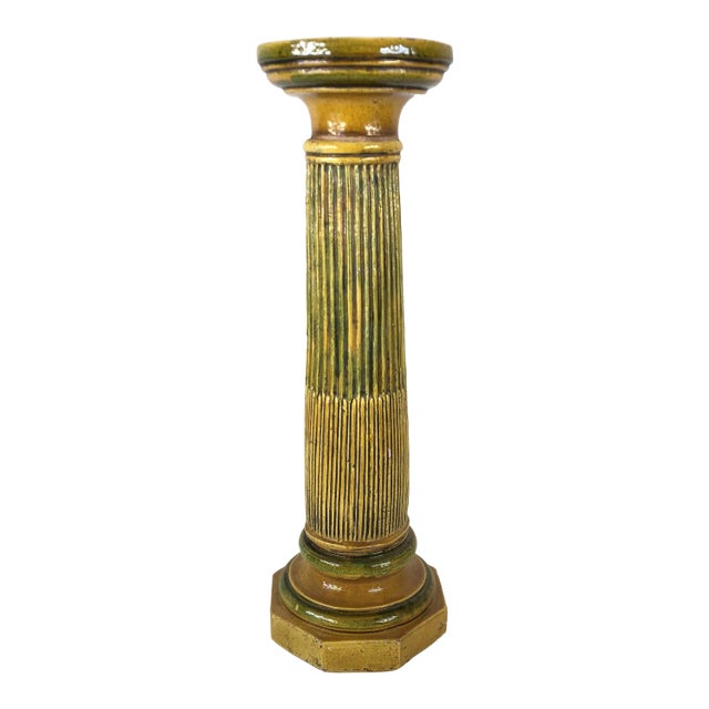 19th Century French Faience Column Pedestal For Sale