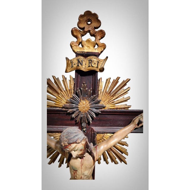 Black Large Indo-Portuguese Cross, 1750s For Sale - Image 8 of 18