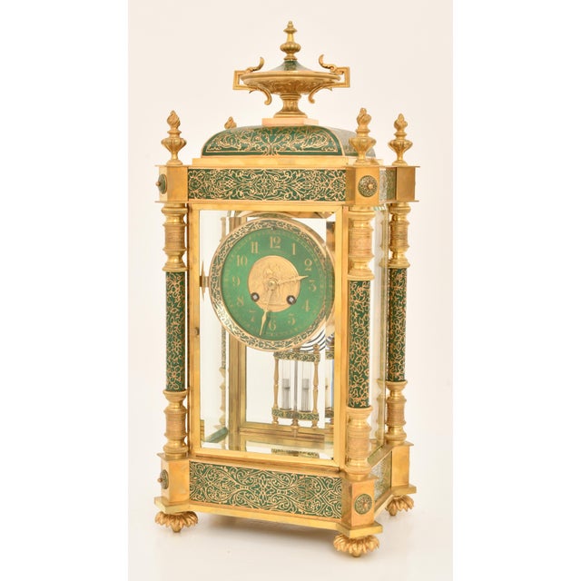 An exceptionally rare Antique Bigelow, Kennard & Co. Champlevé and Brass Crystal Regulator Clock, dating to approximately...