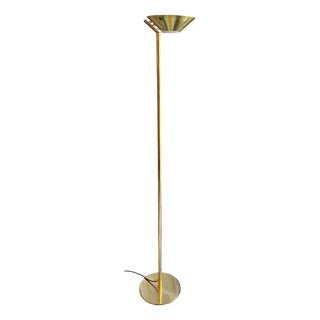 Height-Adjustable and Dimmable Uplighter with Brass Frame, 1980s For Sale