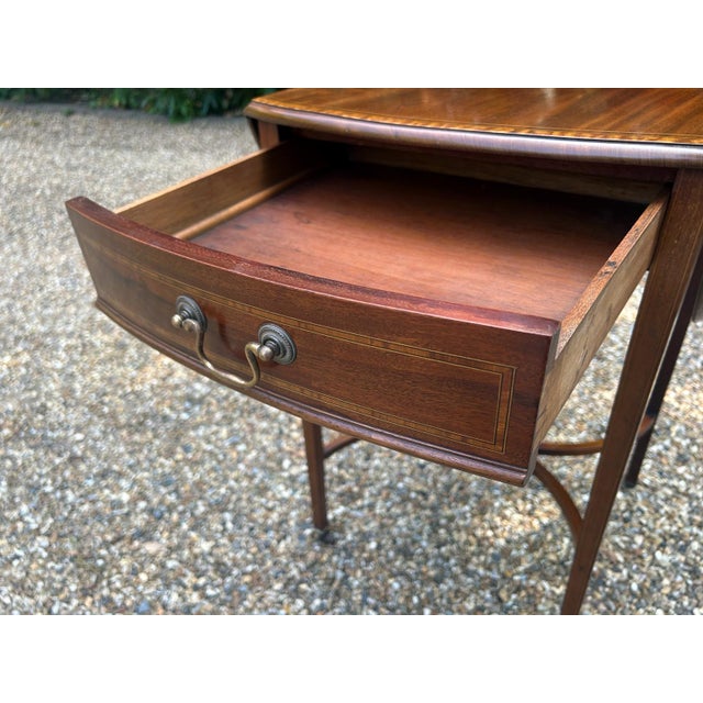 Wood Antique Mahogany Oval Pembroke Table, 1860 For Sale - Image 7 of 11